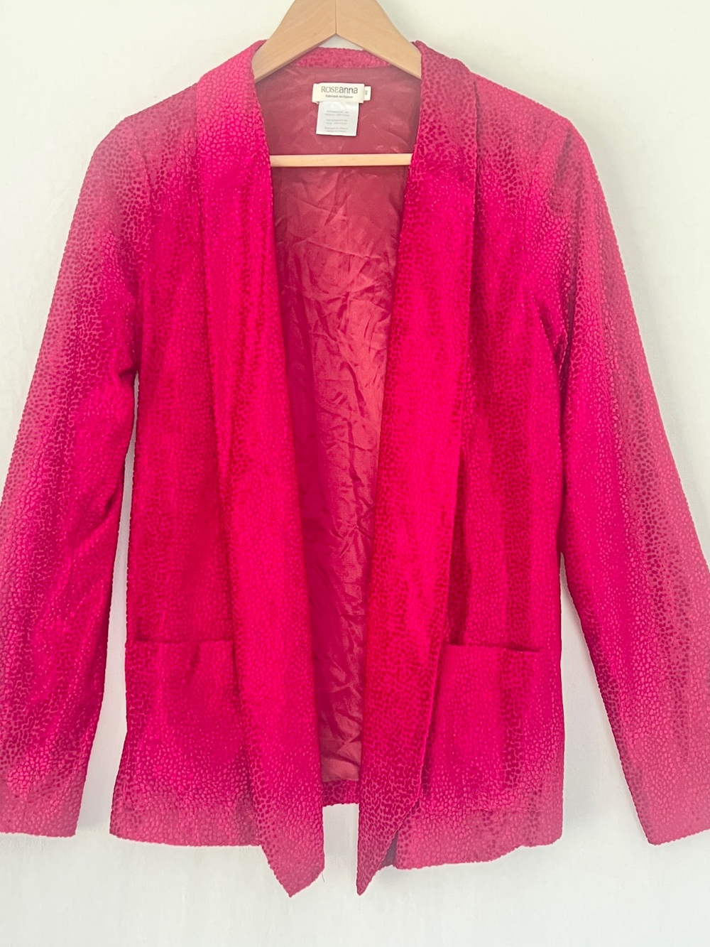 Roseanna Crimson Red Silk Crushed Velvet Blazer Smoking Jacket 40